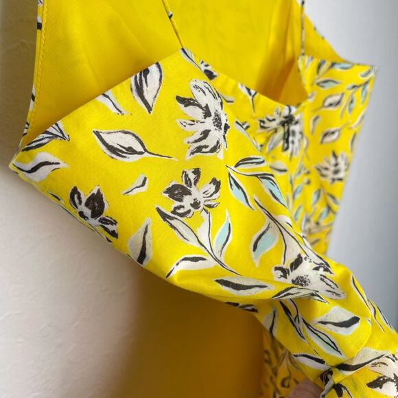 Alice + Olivia Glinda Yellow Floral Cotton Silk Blend Mini Fit and Flare Dress 8 - Picture 9 of 16